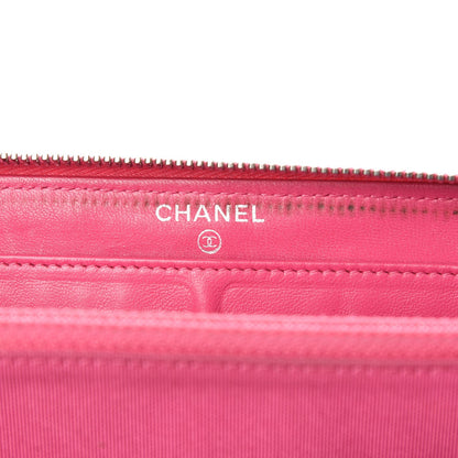 Chanel Lambskin Quilted Large Gusset Zip Around Wallet Pink 6 of 15