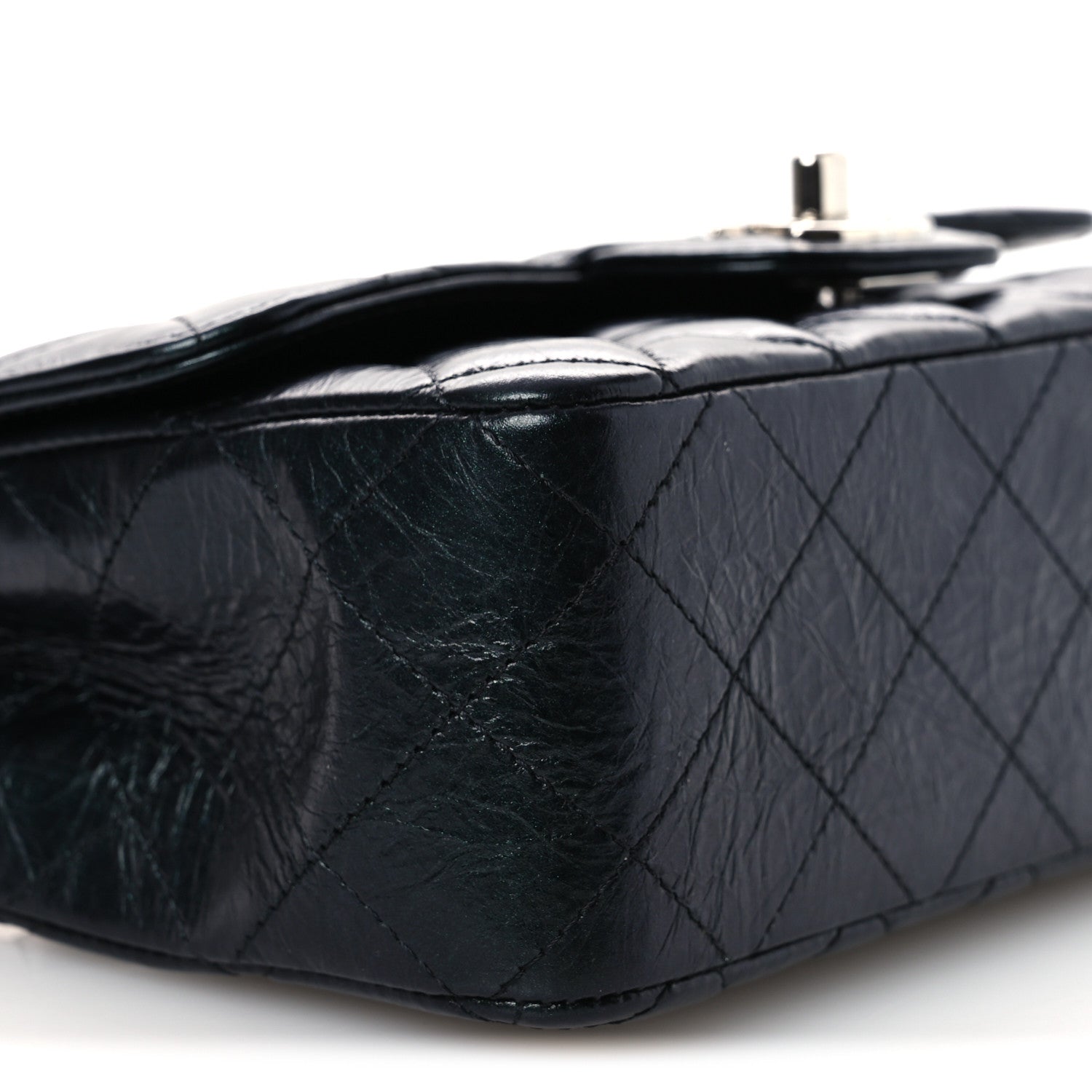 Chanel Metallic Aged Calfskin Quilted Mini Rectangular Flap  Green 9 of 11
