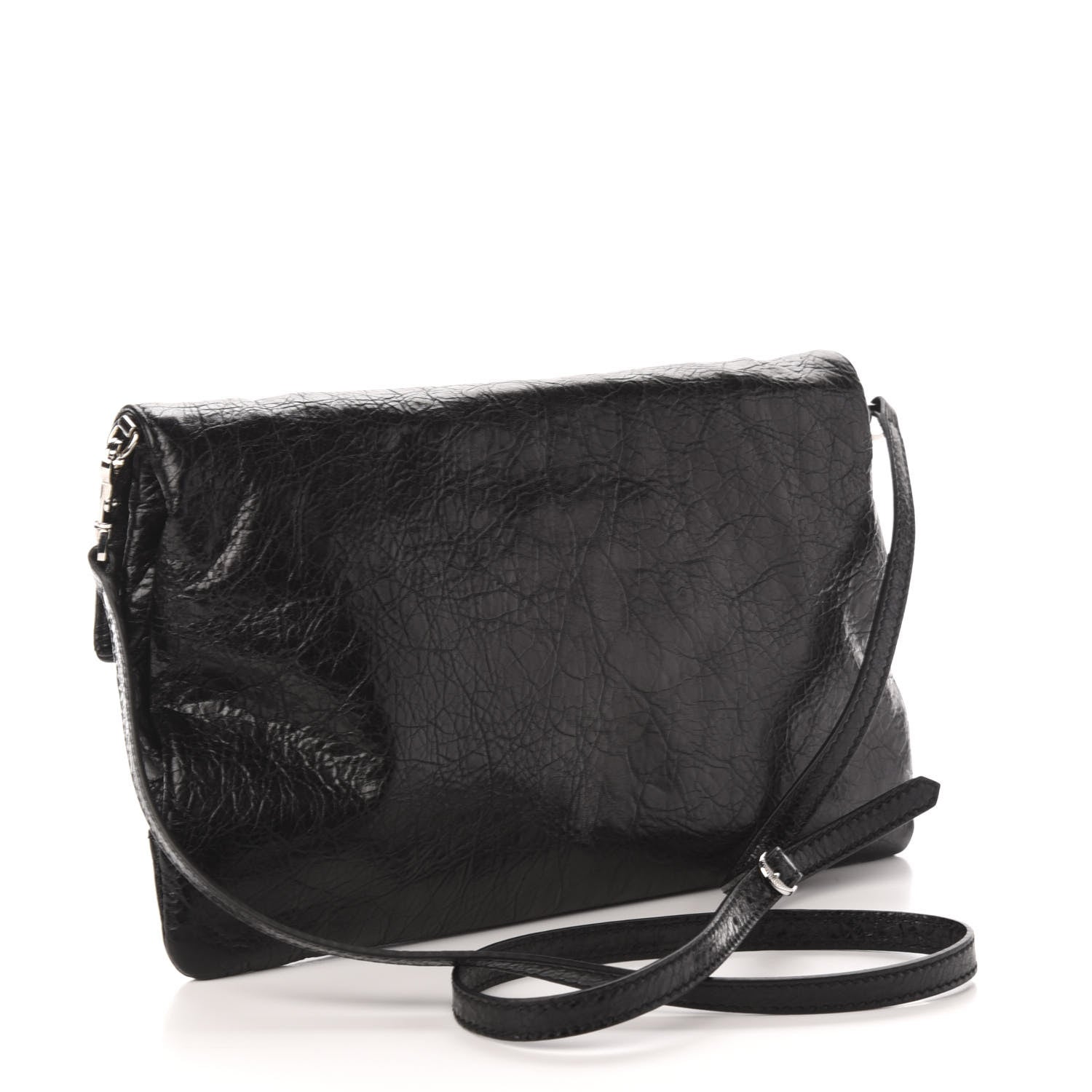 Balenciaga Agneau Giant 12 Silver Hardware Envelope Strap Clutch Black 3 of 10
