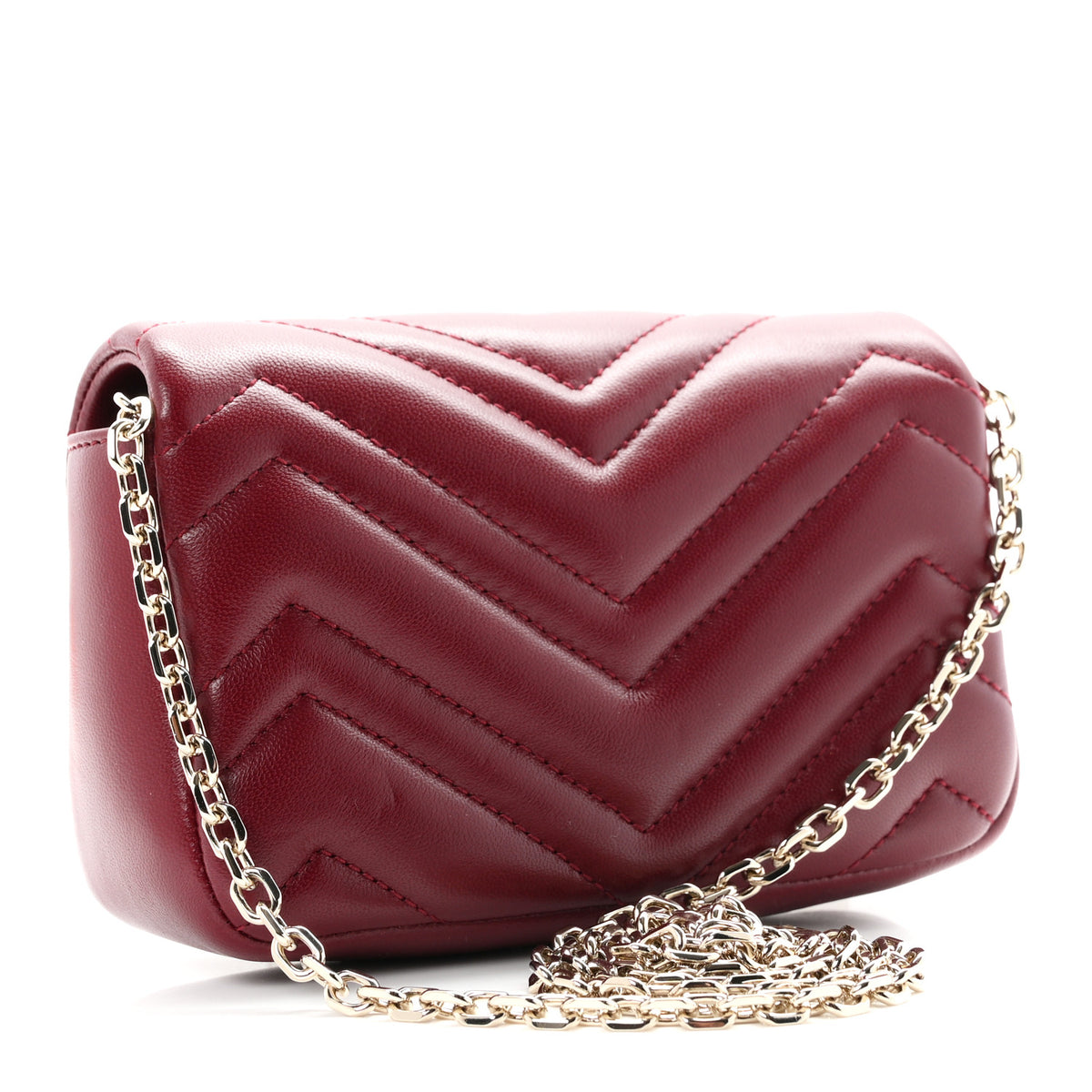 Lambskin Matelasse Mini GG Marmont Shoulder Bag Rosso Ancora