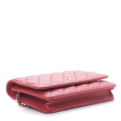 Chanel Caviar Quilted Wallet on Chain WOC Red 4 of 12