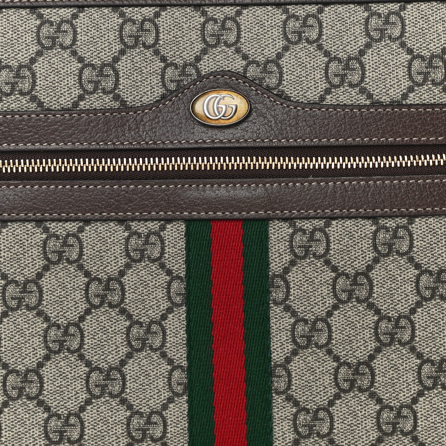 Gucci GG Supreme Monogram Large Ophidia Pouch Clutch Brown 8 of 12