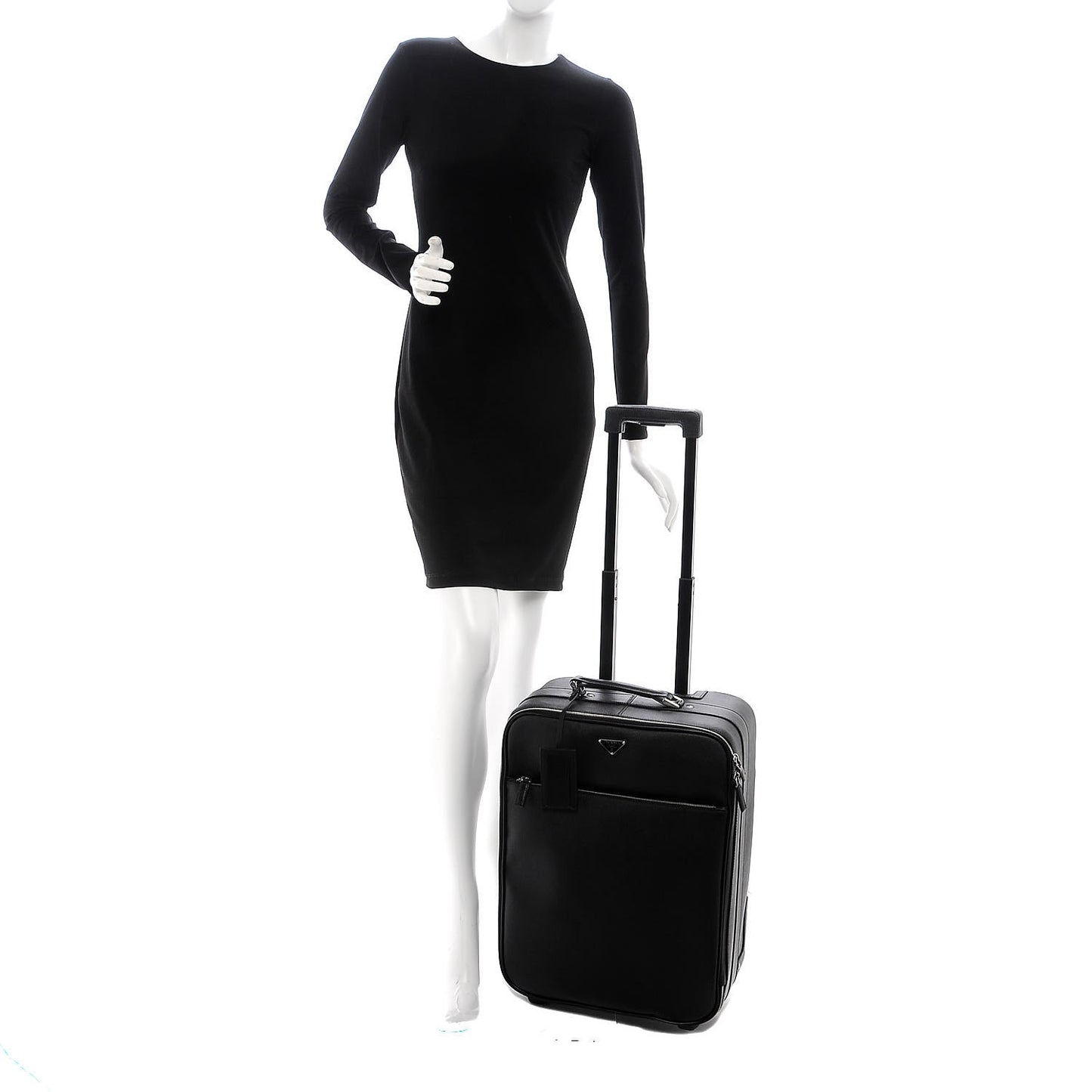 Saffiano Travel Trolley Luggage Black