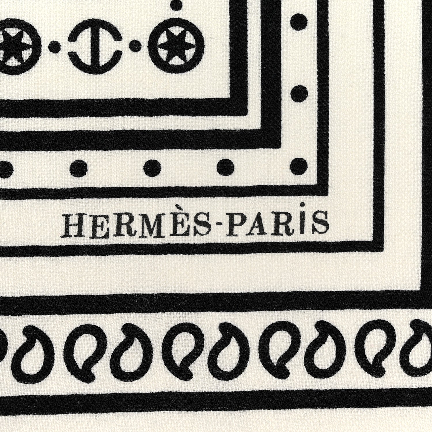 Hermes Silk Cashmere Tatouages Marins Shawl 140 Black White 2 of 5
