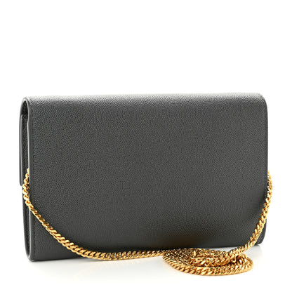 Saint Laurent Grain De Poudre Uptown Chain Wallet Storm 3 of 11