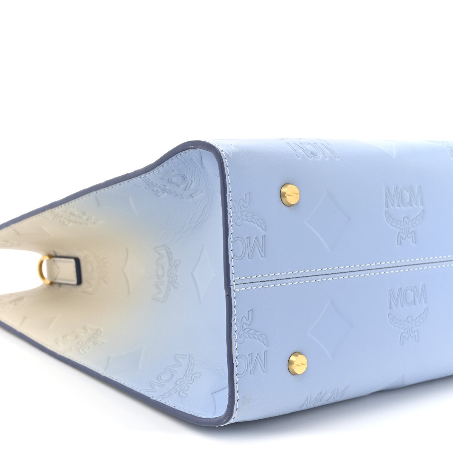 Calfskin Gradation Monogram Large Munchen Tote Blue