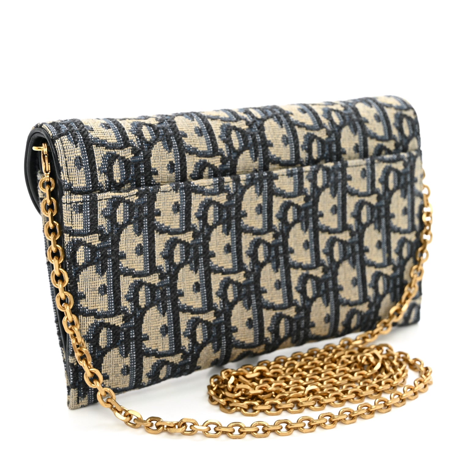 Christian Dior Oblique Saddle Chain Long Wallet Blue 4 of 12
