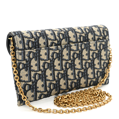 Christian Dior Oblique Saddle Chain Long Wallet Blue 4 of 12
