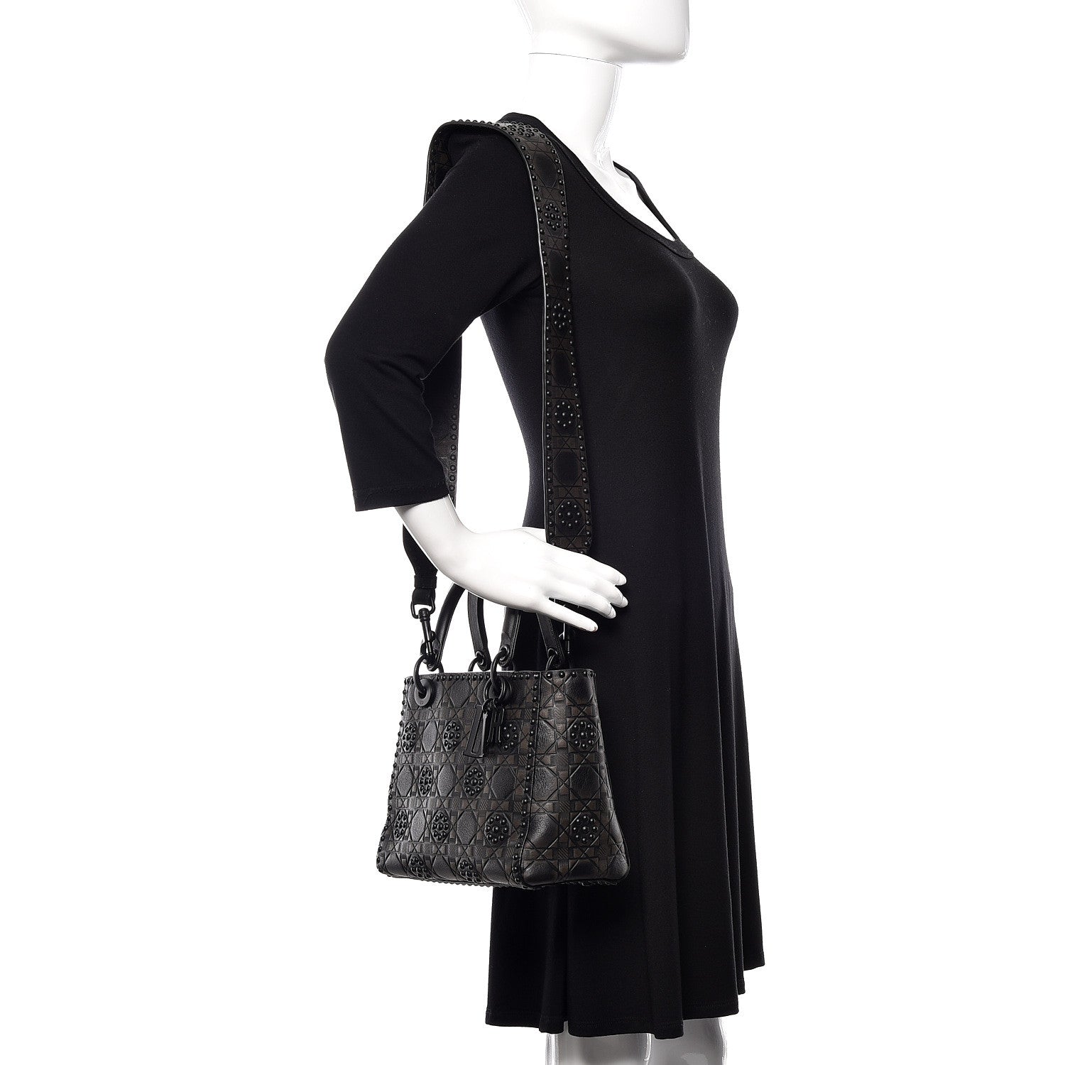 Christian Dior Lambskin Studded Matte Cannage Medium Lady Dior So Black 2 of 9
