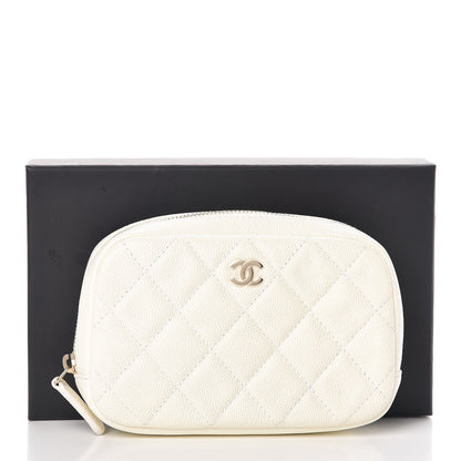 Chanel Caviar Quilted Small Curvy Pouch Cosmetic Case White 8 of 8