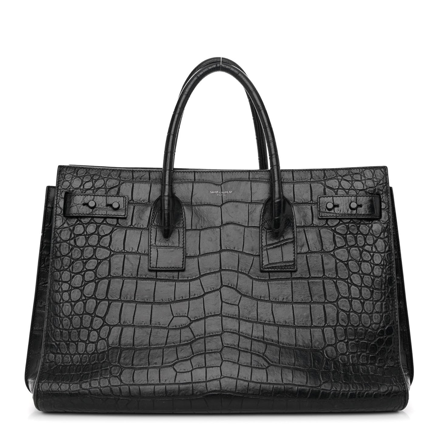 Calfskin Crocodile Embossed Medium Supple Sac de Jour Black