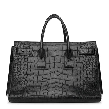 Saint Laurent Calfskin Crocodile Embossed Medium Supple Sac de Jour Black 1 of 14