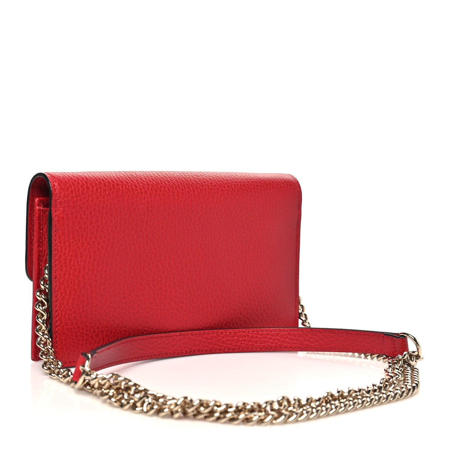 Gucci Dollar Calfskin Interlocking G Chain Wallet Red 3 of 9