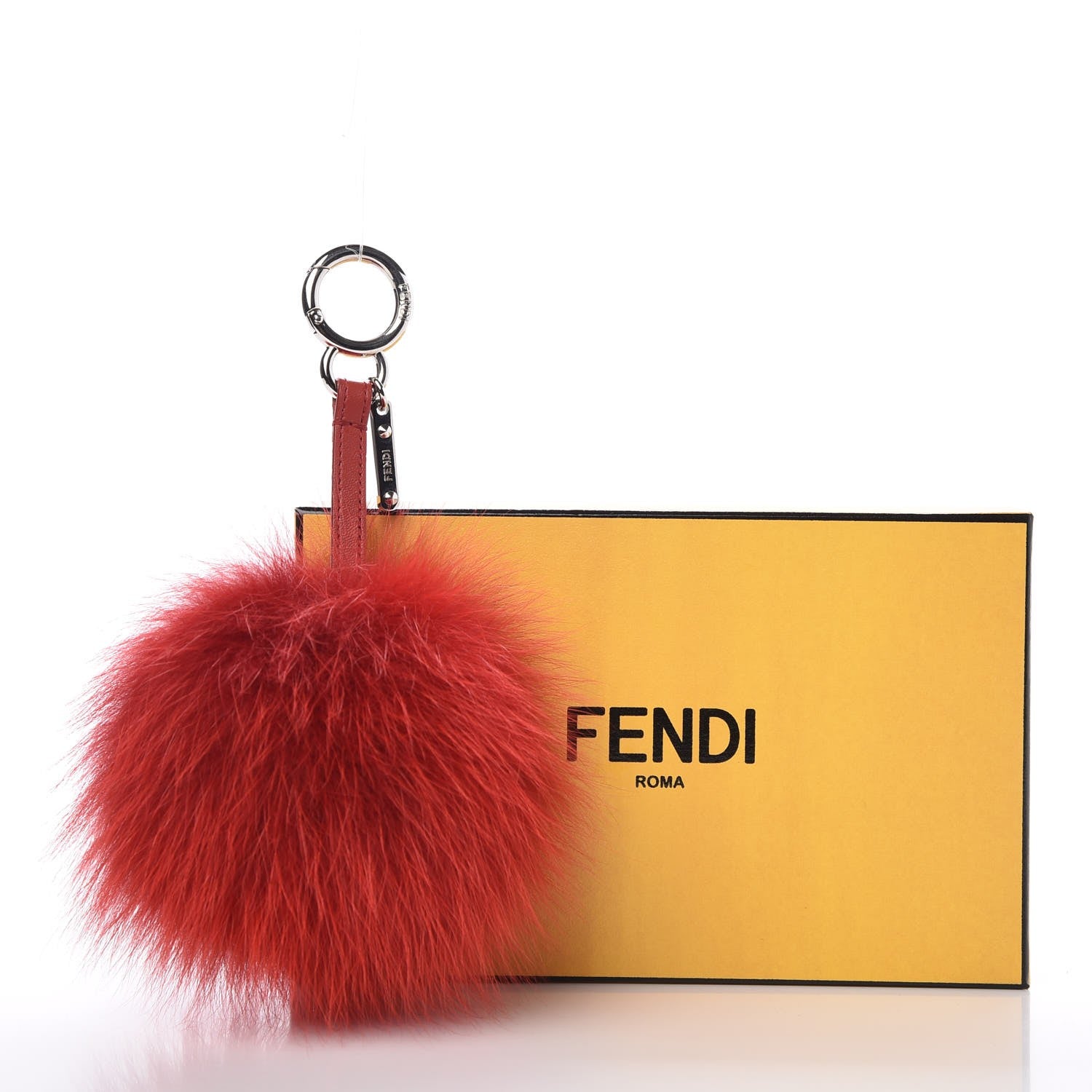 Fendi Fox Fur Pom Pom Bag Charm Red 3 of 3