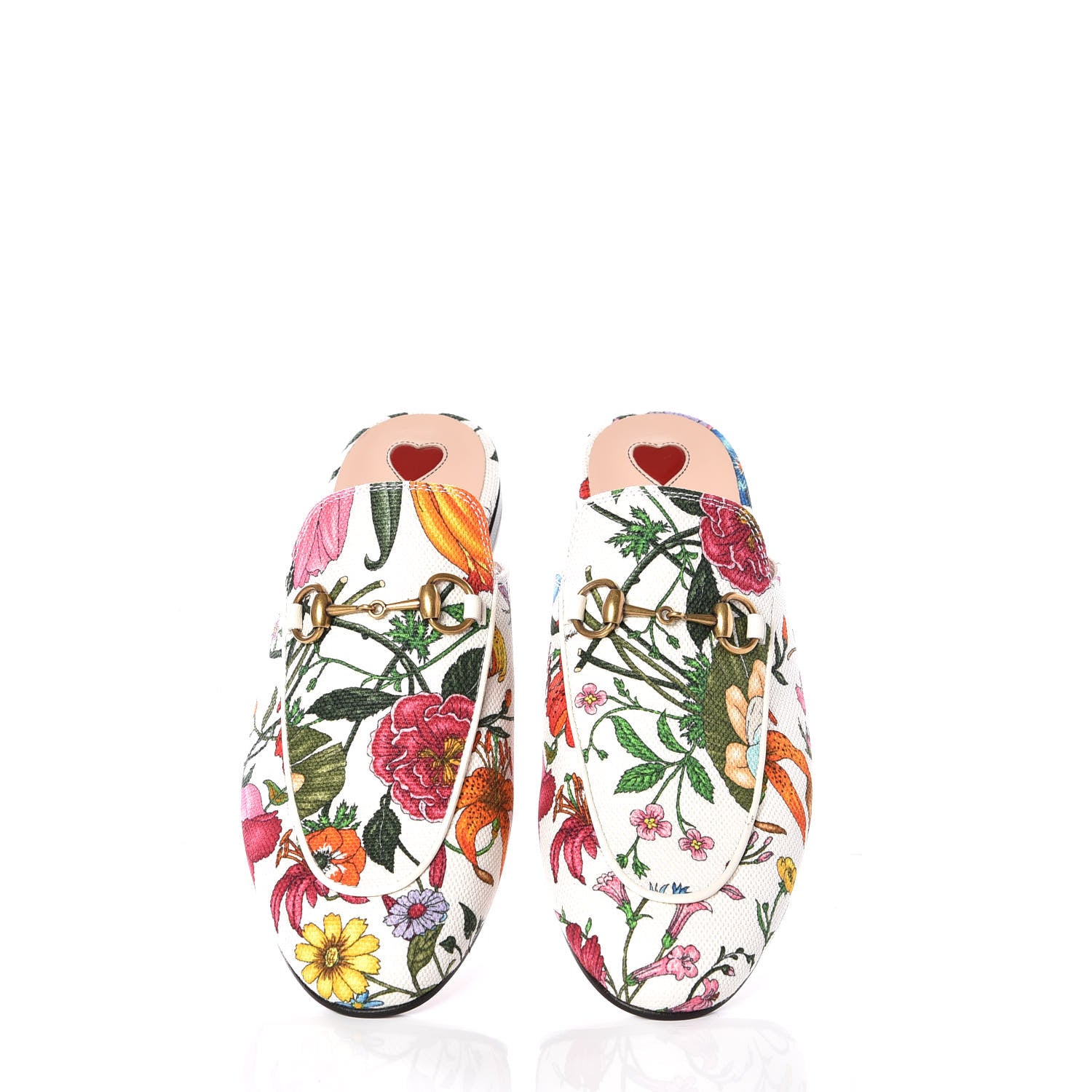 Gucci Canvas Flora Womens Princetown Slippers 37 White Multicolor 5 of 11