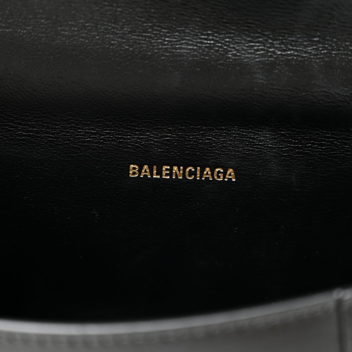 Shiny Box Calfskin Hourglass Top Handle Bag XS Black