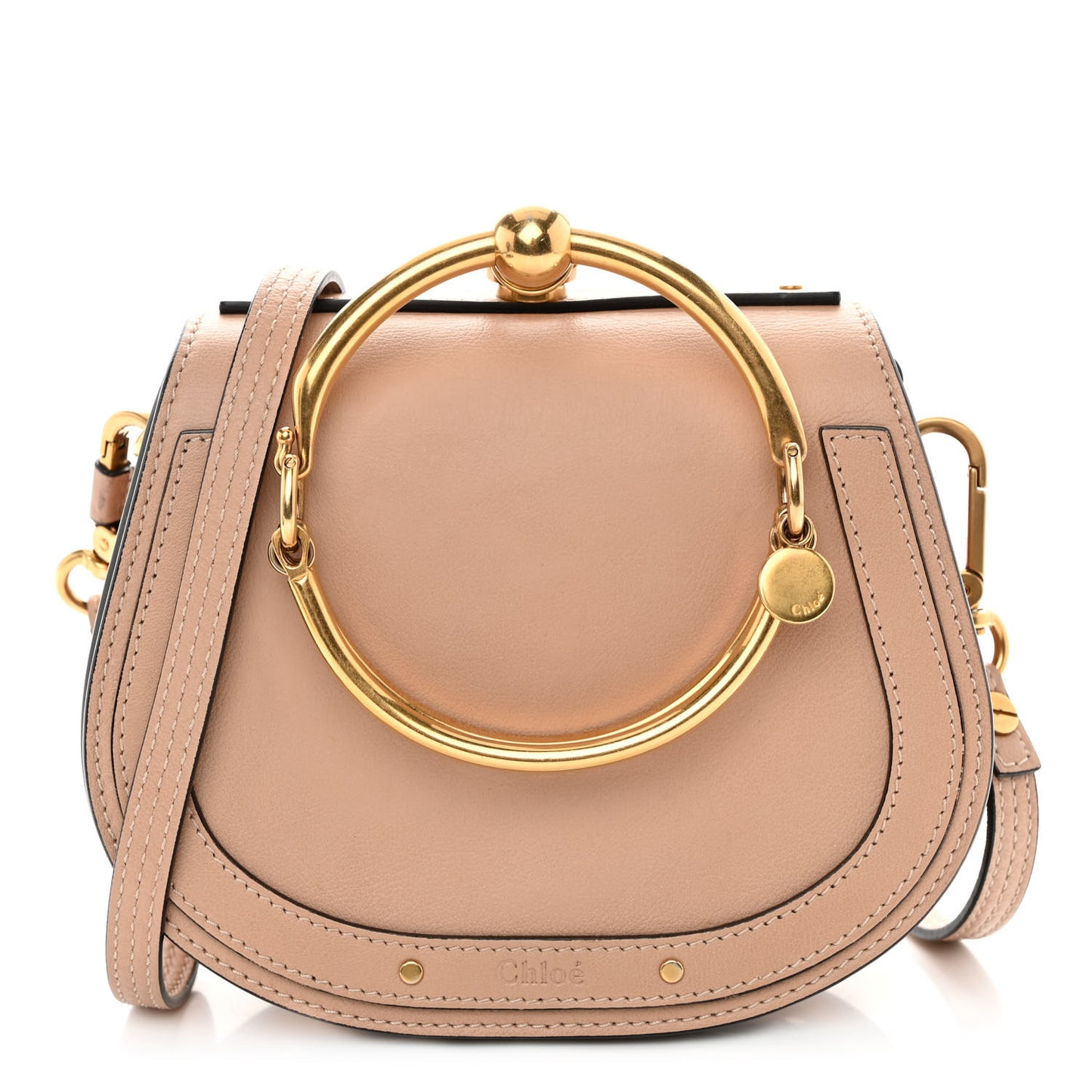 Calfskin Suede Small Nile Bracelet Bag Biscotti Beige
