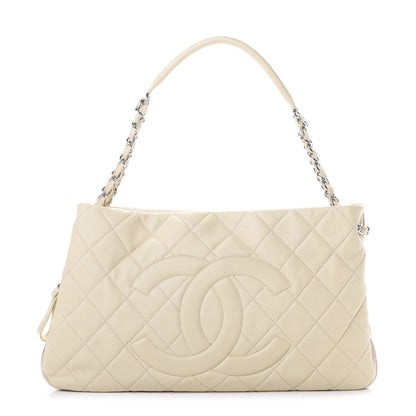 Chanel Caviar Quilted Expandable Zip Shoulder Bag White 1 of 9