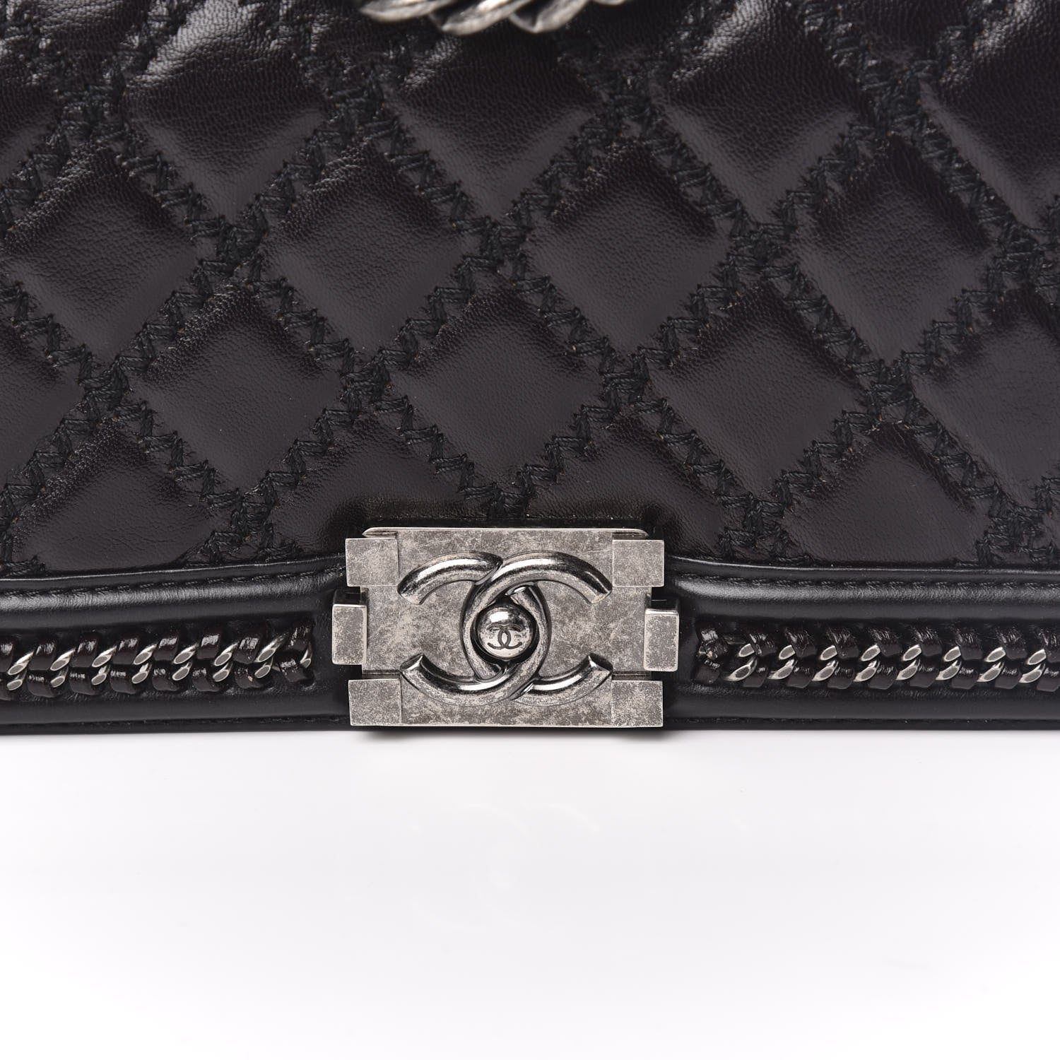 Chanel Goatskin Quilted Medium Boy Top Handle Flap Black 10 of 11