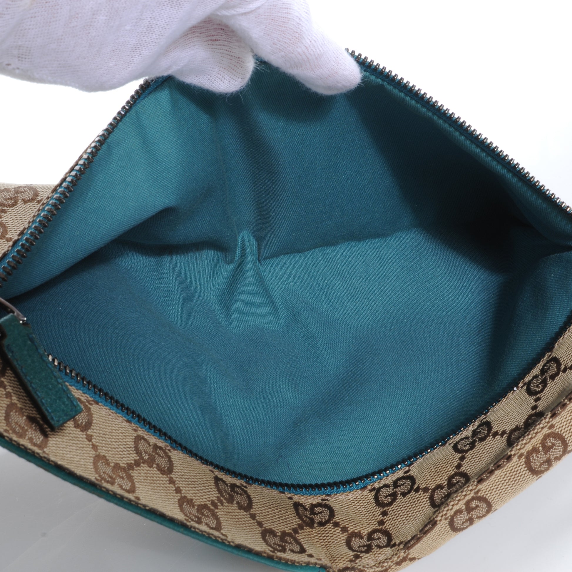 Gucci GG Monogram Web Double Pocket Belt Bag Turquoise 9 of 9