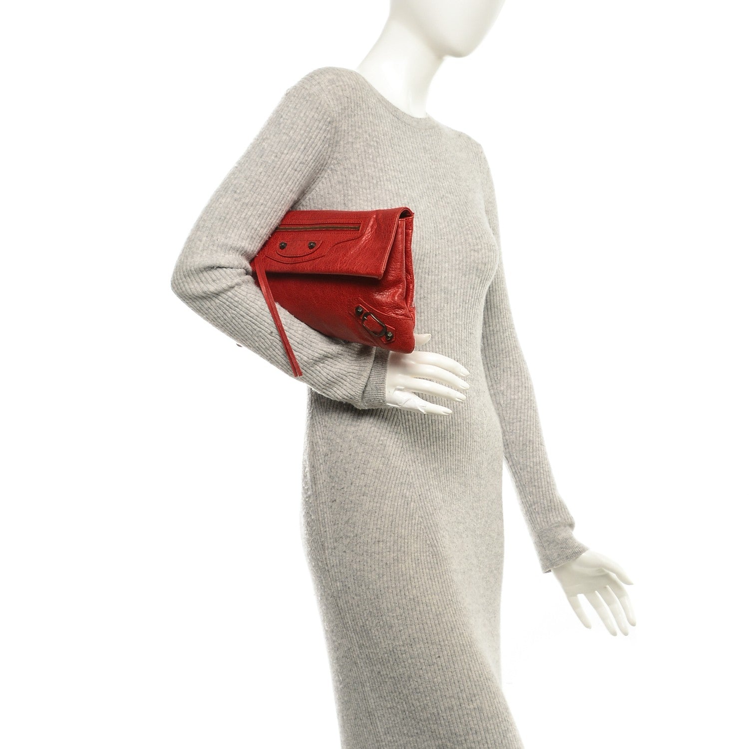 Balenciaga Agneau Classic Hardware Envelope Clutch Rouge Coquelicot 2 of 8