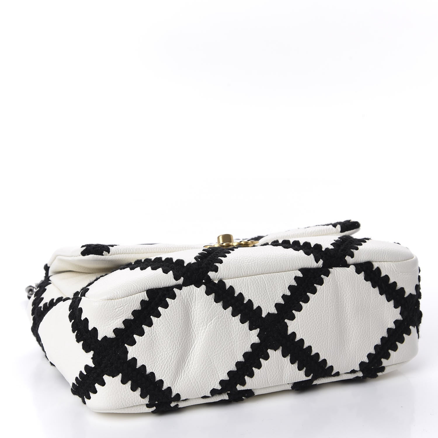 Chanel Calfskin Crochet Medium 19 Flap White Black 3 of 9