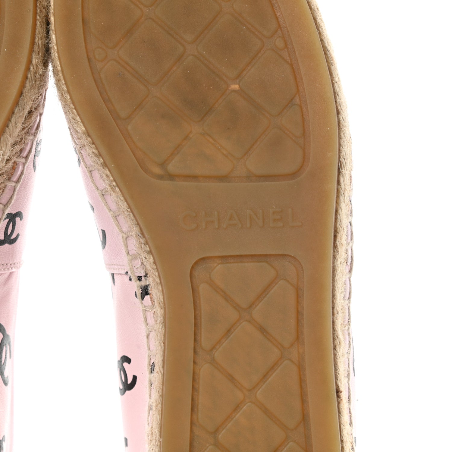 Chanel Lambskin Printed CC Espadrilles 37 Light Pink Black 7 of 11
