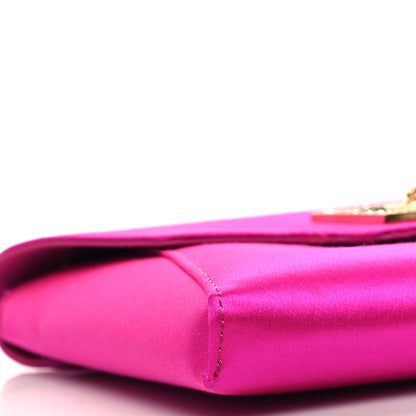 Versace Satin Crystal Embellished La Medusa Pouch On Chain Pink 8 of 10