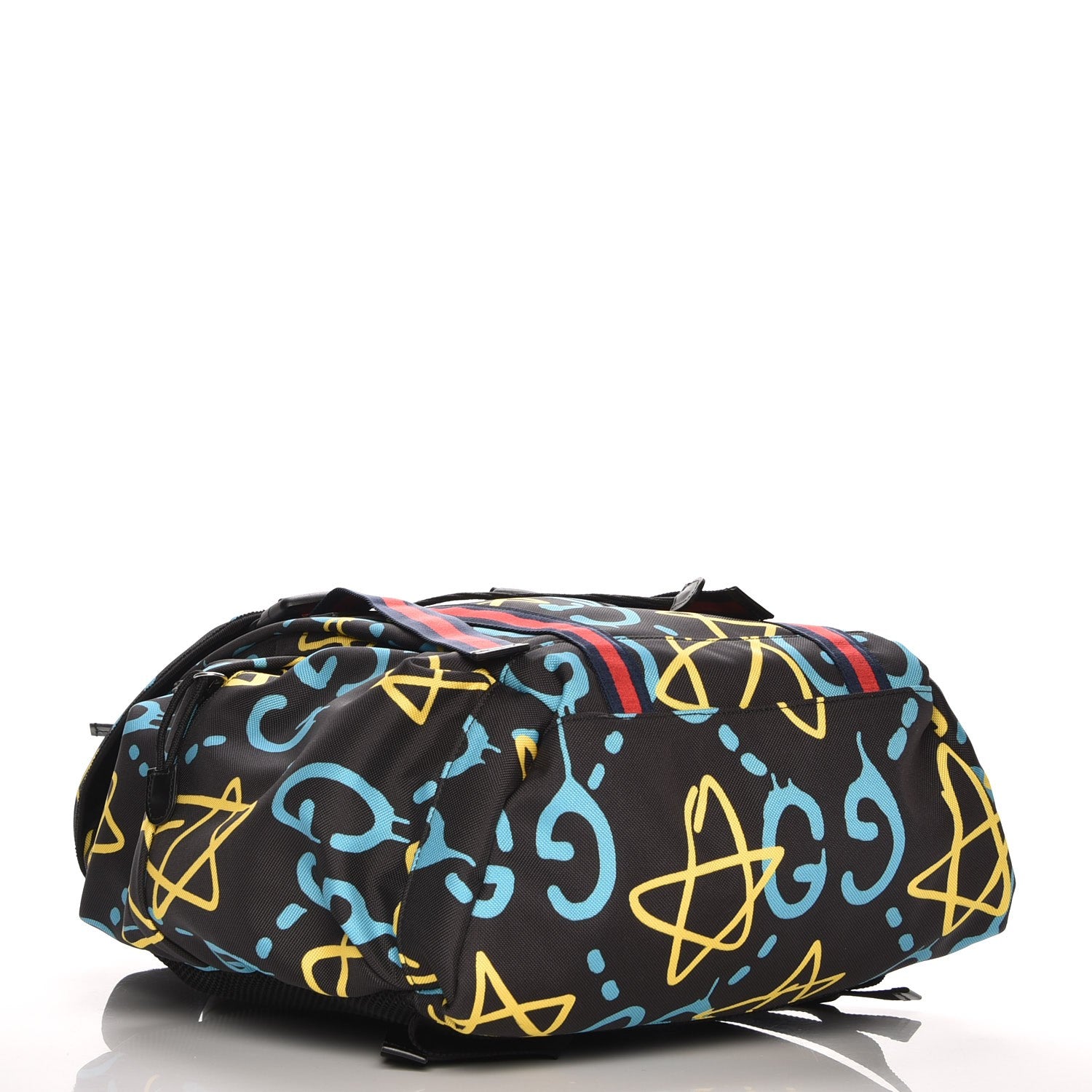 Gucci Techno Canvas GucciGhost Double Buckle Backpack Black New Acquamarine 4 of 7