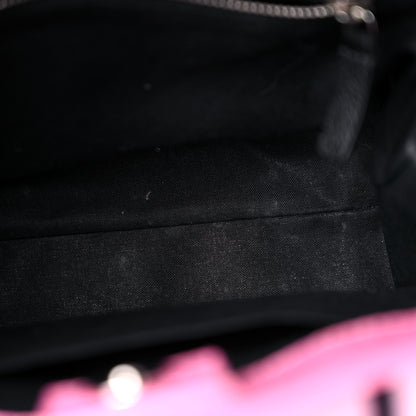 Balenciaga Shiny Calfskin Logo Crocodile Embossed North South Shopper Tote XXS Rose Black 12 of 17