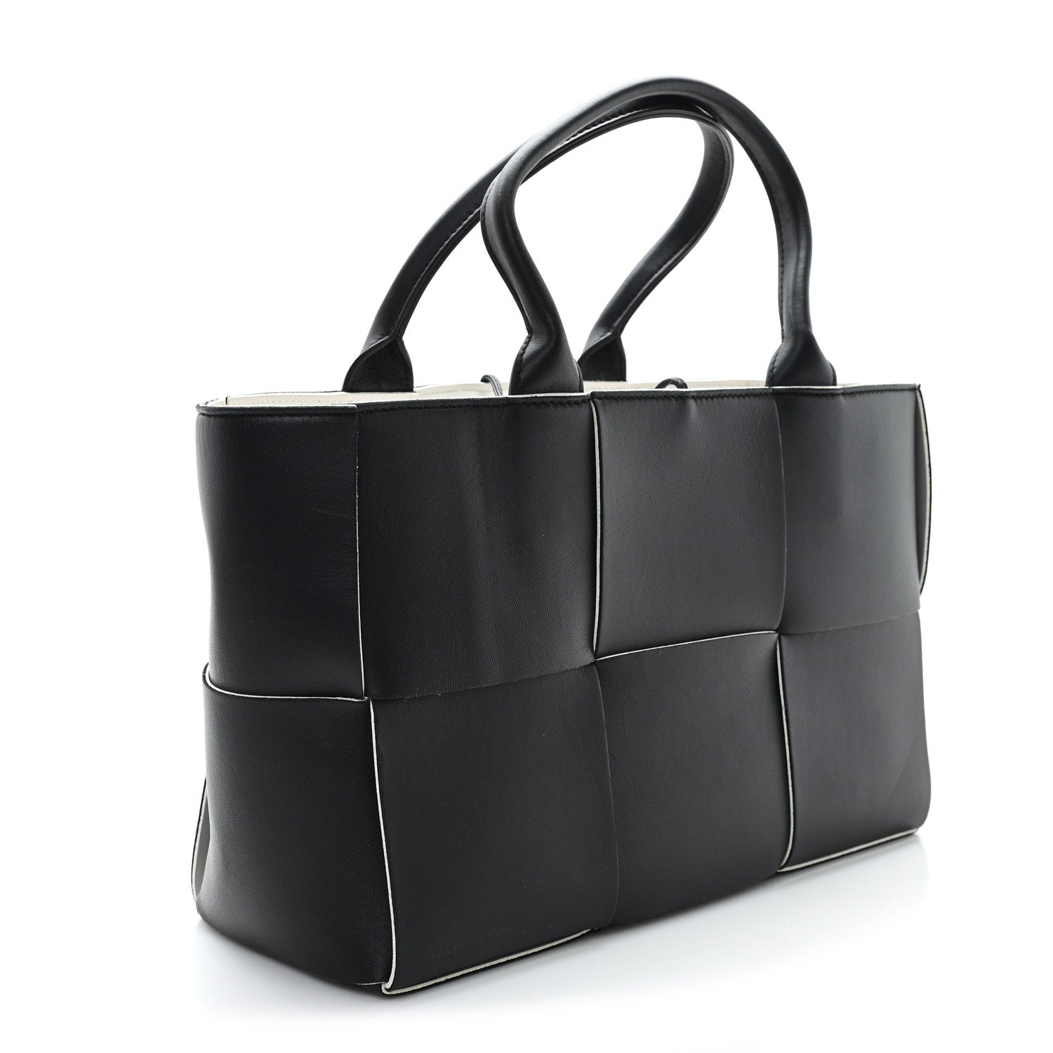 Bottega Veneta Nappa Maxi Intrecciato Small Arco Tote Black White 3 of 9