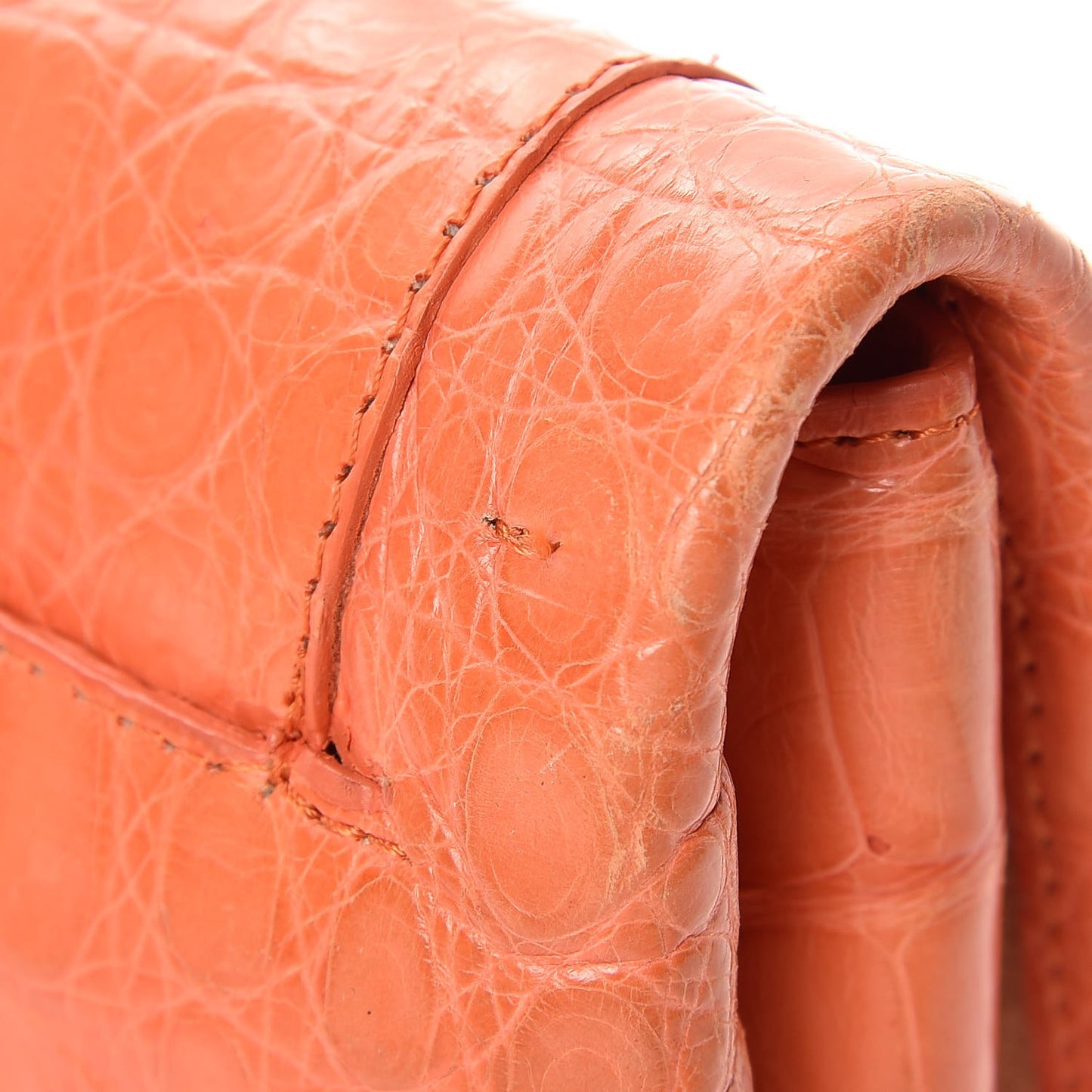 Crocodile Foldover Clutch Orange