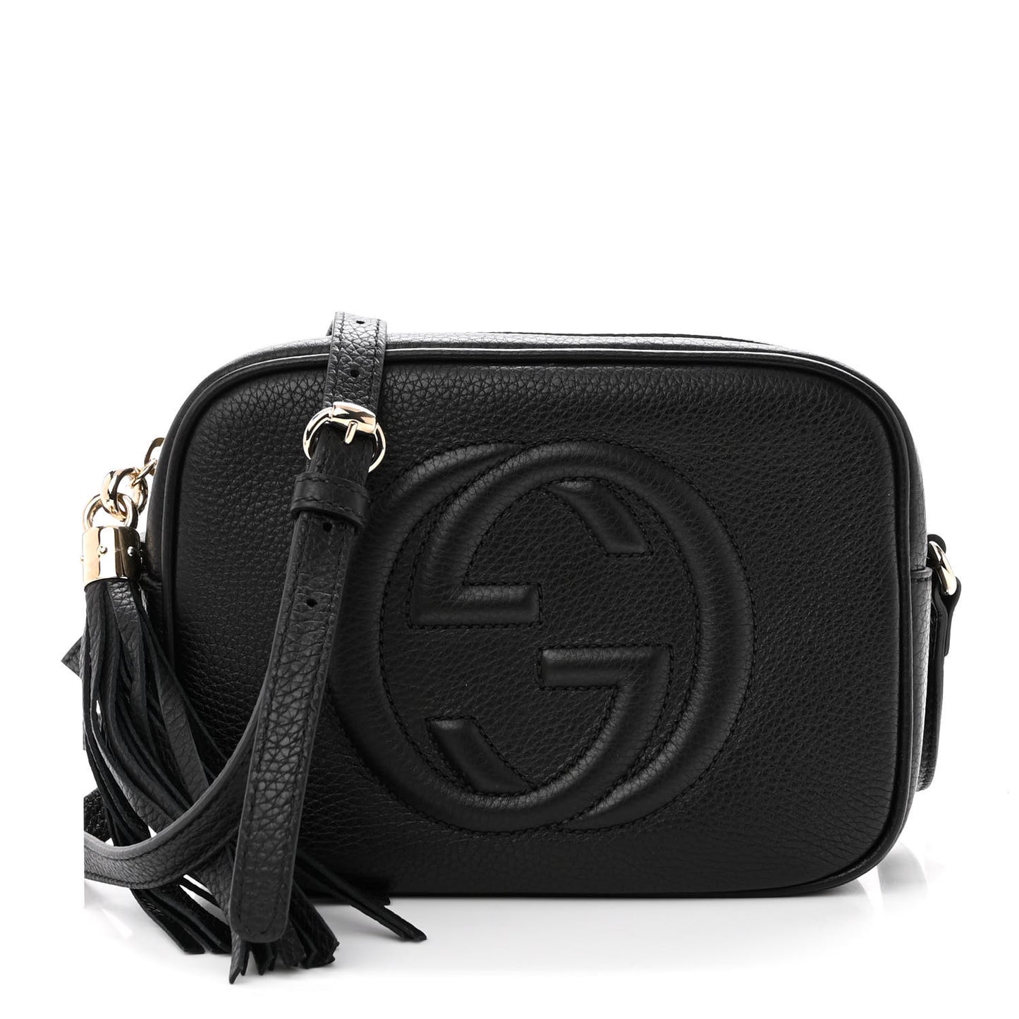 Pebbled Calfskin Small Soho Disco Bag Black