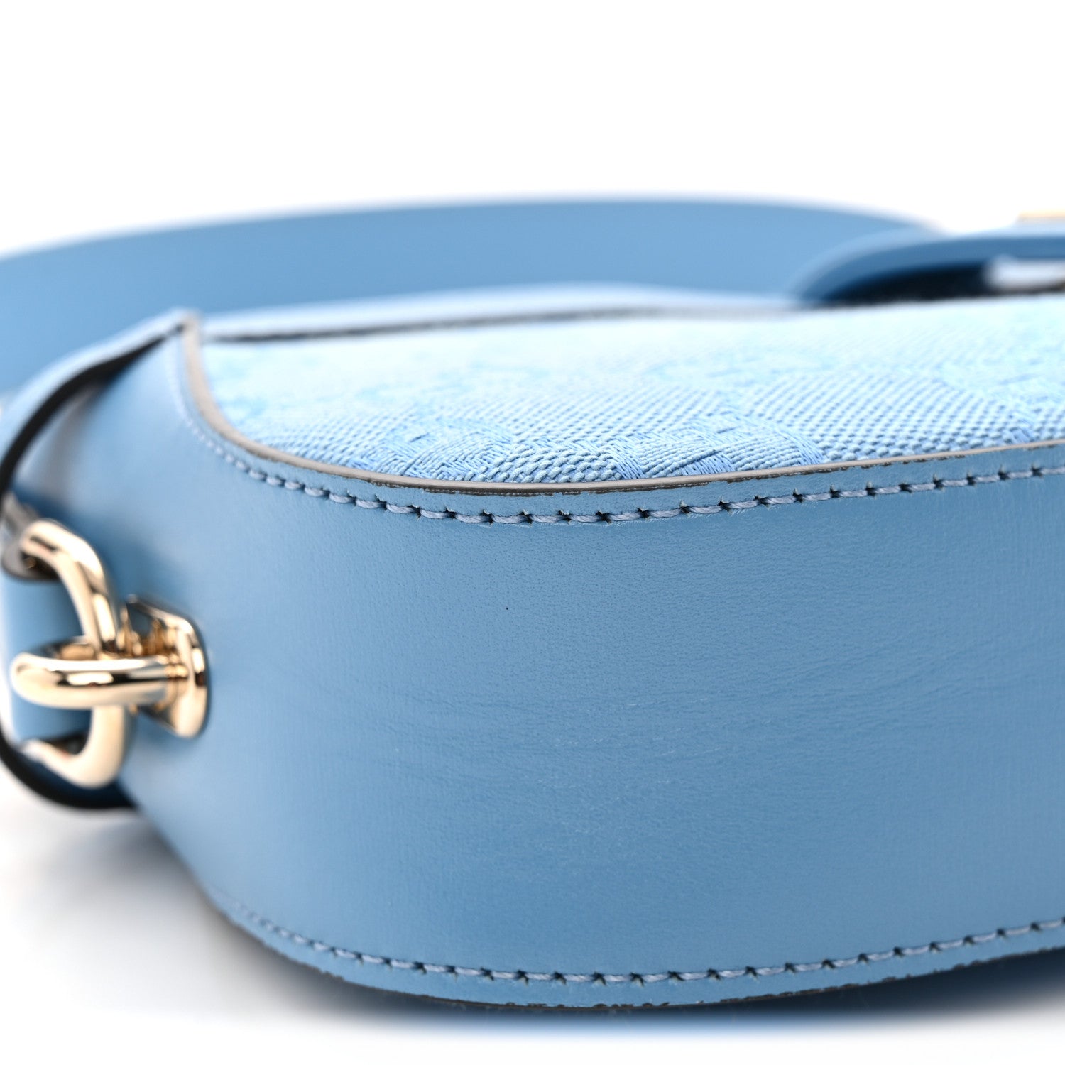Gucci Calfskin Monogram Mini Moon Side Shoulder Bag Blue 9 of 11