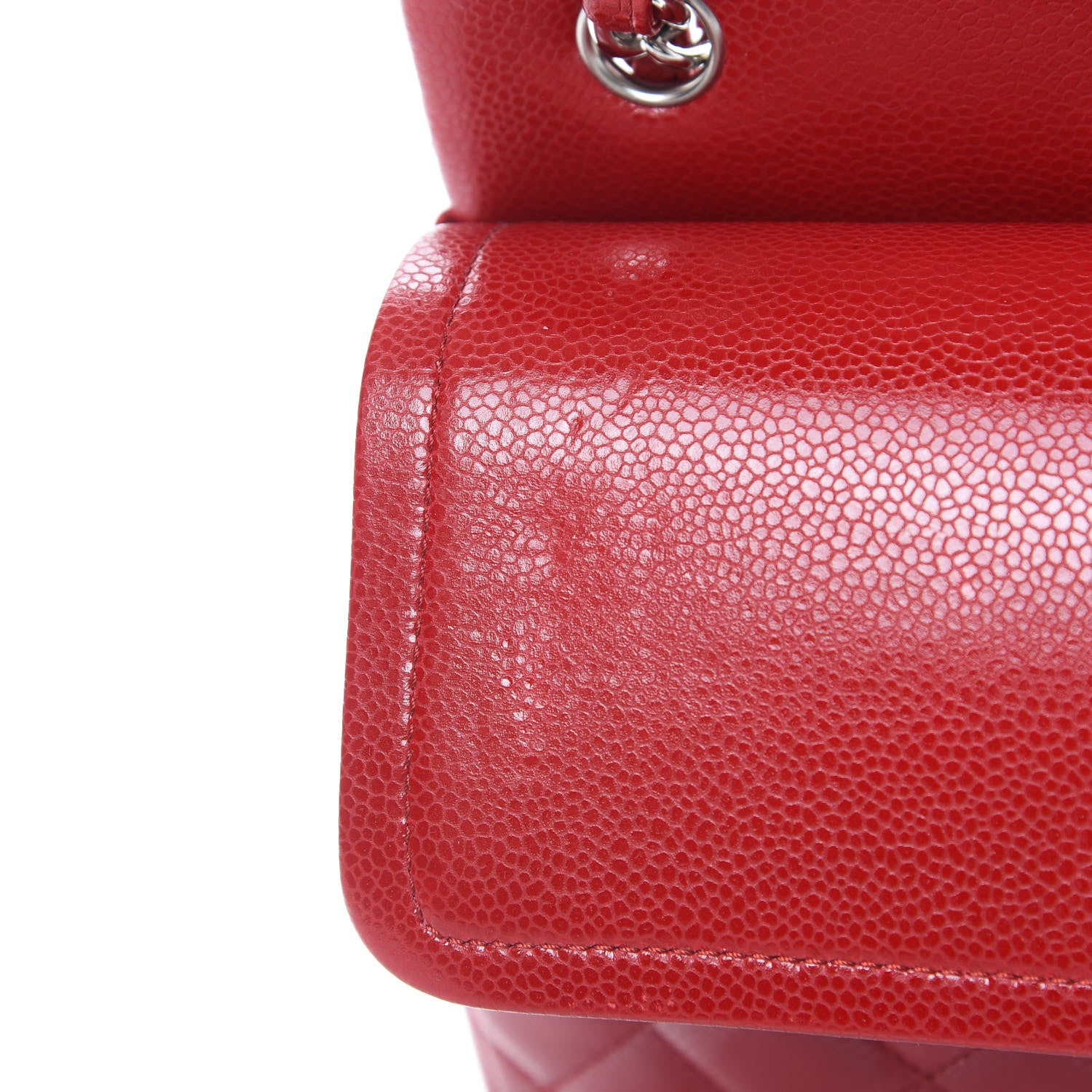 Chanel Caviar Quilted Jumbo Double Flap Red 12 of 13