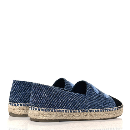 Chanel Cotton Tweed CC Espadrilles 41 Blue Ecru Black 4 of 8
