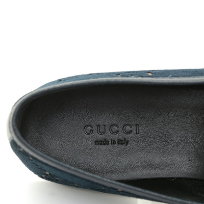 Gucci Velvet GG Monogram Horsebit Womens Jordaan Loafers 36 Blue Beige 11 of 12