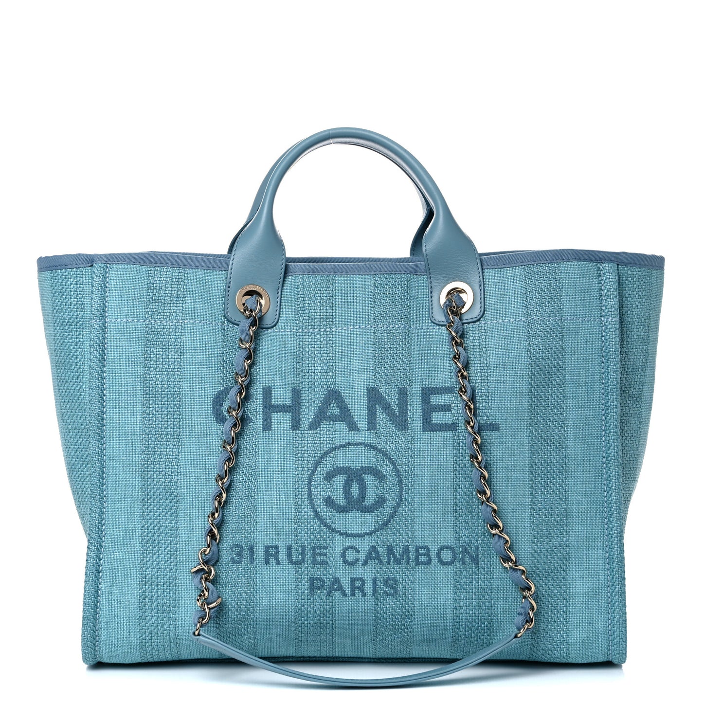 Mixed Fibers Striped Medium Deauville Tote Blue