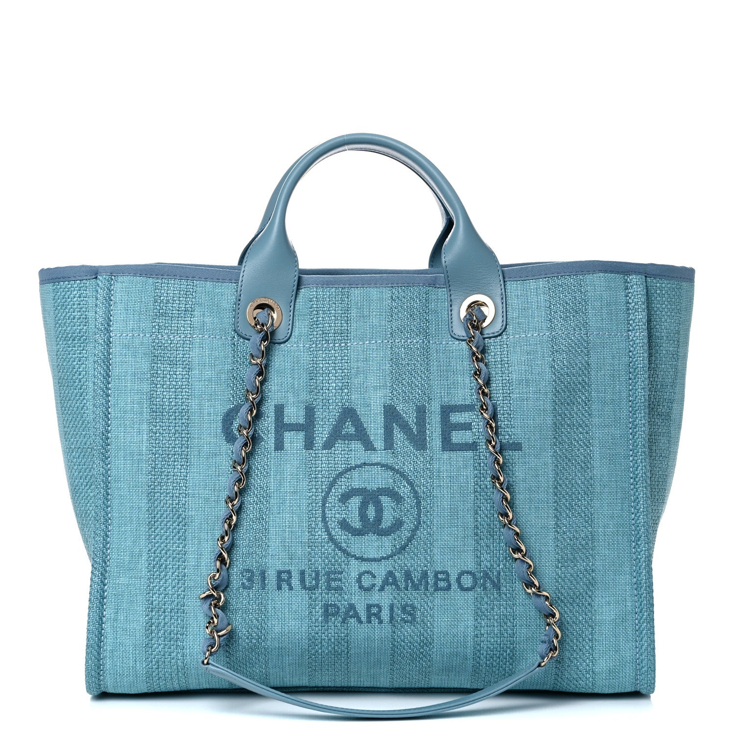 Chanel Mixed Fibers Striped Medium Deauville Tote Blue 1 of 11