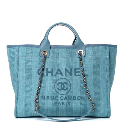 Chanel Mixed Fibers Striped Medium Deauville Tote Blue 1 of 11