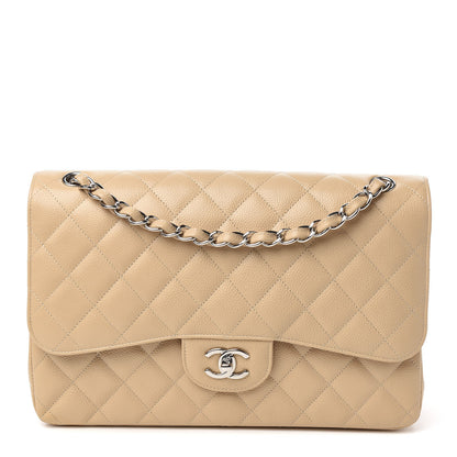 Chanel Caviar Quilted Jumbo Double Flap Light Beige 1 of 11