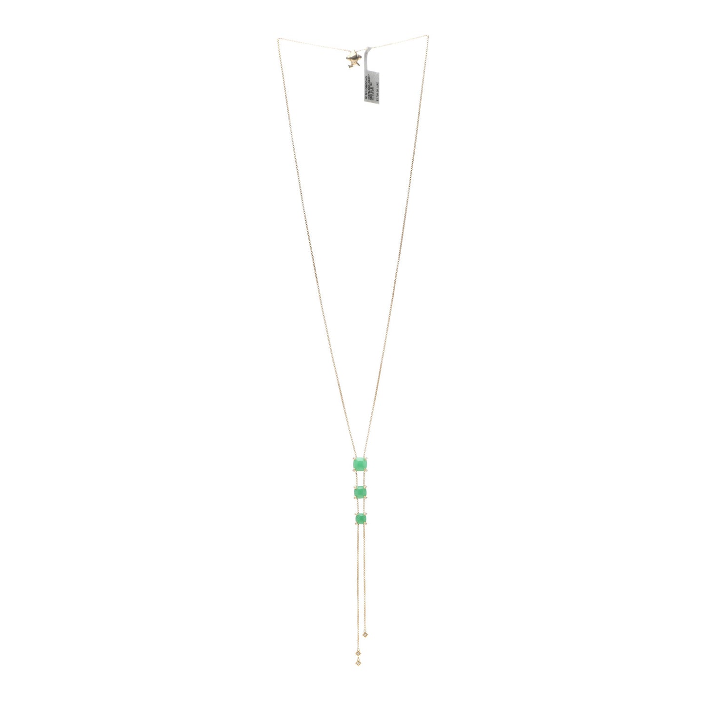 18K Yellow Gold Diamond Chrysoprase Chatelaine Linear Y Necklace