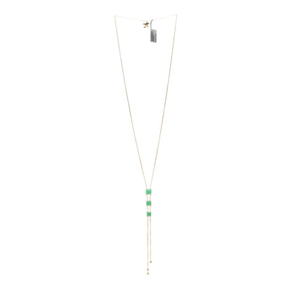 David Yurman 18K Yellow Gold Diamond Chrysoprase Chatelaine Linear Y Necklace 3 of 4