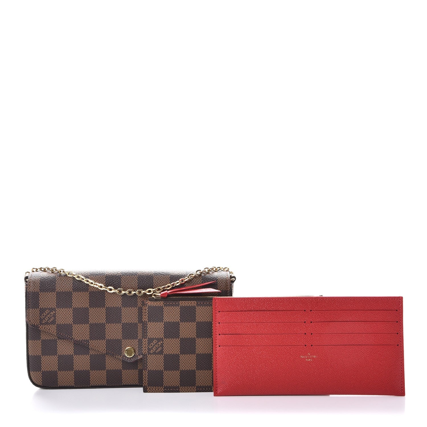 Louis Vuitton Damier Ebene Pochette Felicie Chain Wallet 5 of 11