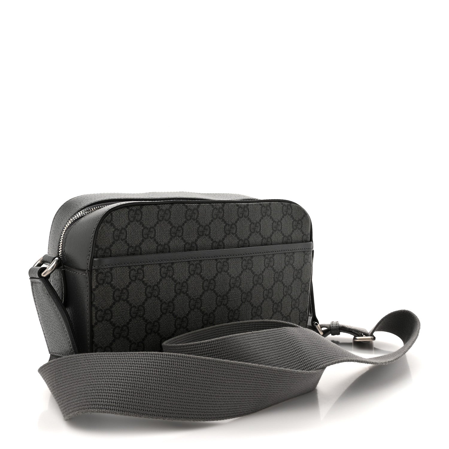 Gucci GG Supreme Monogram Textured Dollar Calfskin Ophidia Shoulder Bag Grey Black Graphite Grey 2 of 10