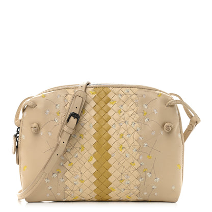Bottega Veneta Nappa Intrecciato Floral Embroidered Pillow Crossbody Messenger Mink Multicolor 1 of 10