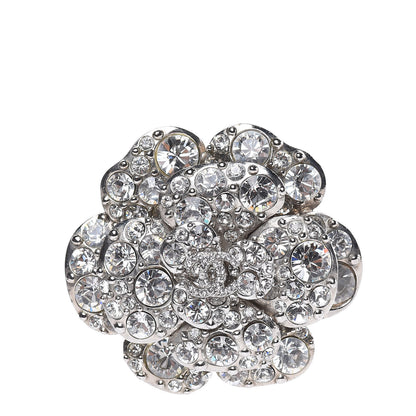 Chanel Swarovski Crystal Camellia CC Brooch Silver 1 of 6