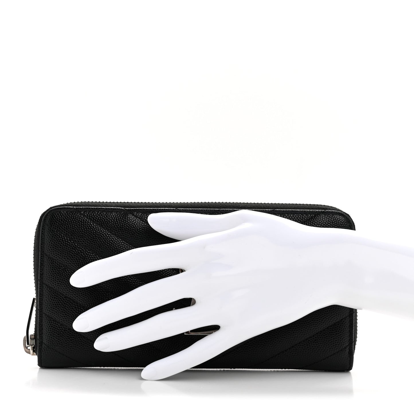 Grain De Poudre Matelasse Chevron Monogram Zip Around Wallet Black