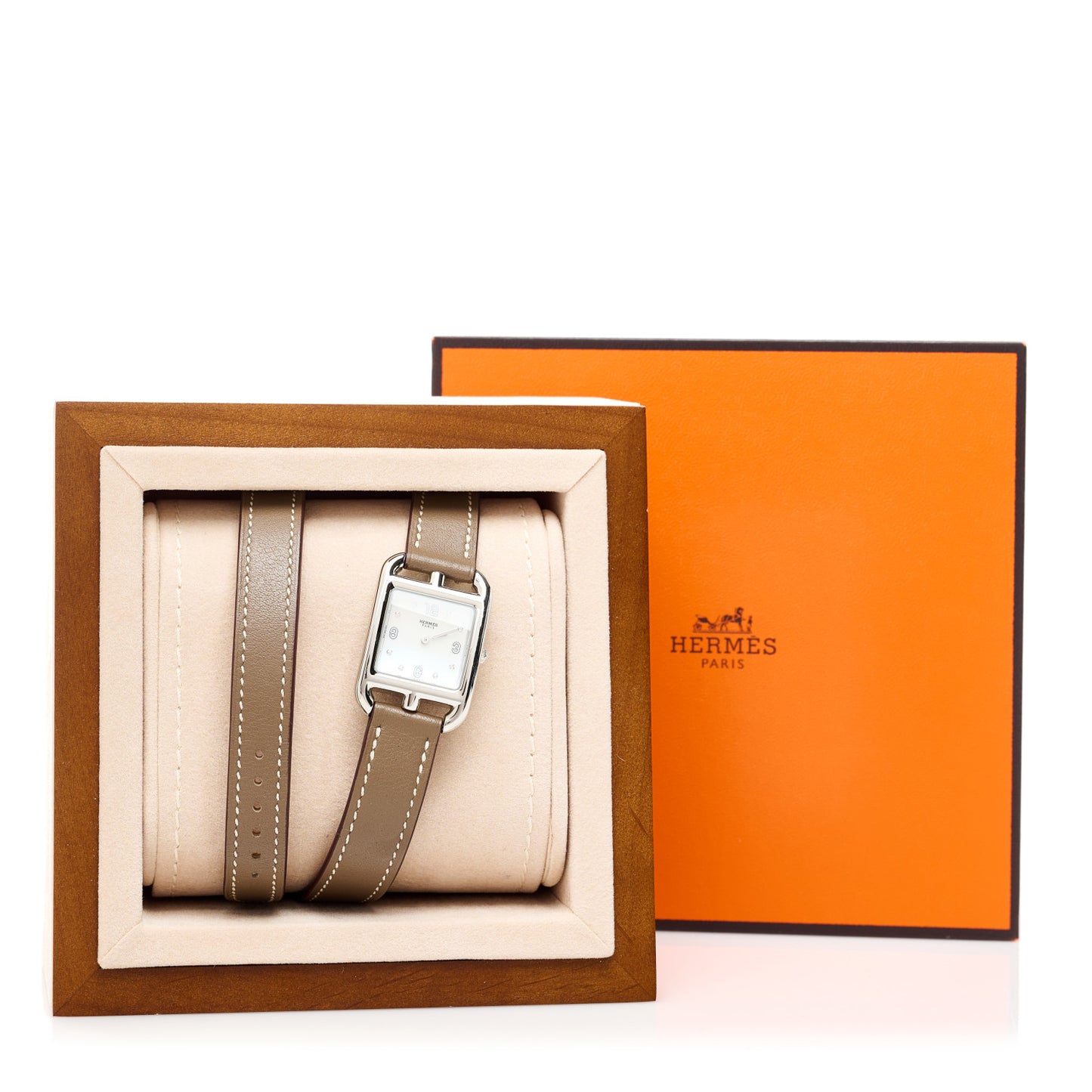 Stainless Steel Swift Diamond Mother of Pearl 23mm Cape Cod Double Tour Quartz Watch Etoupe