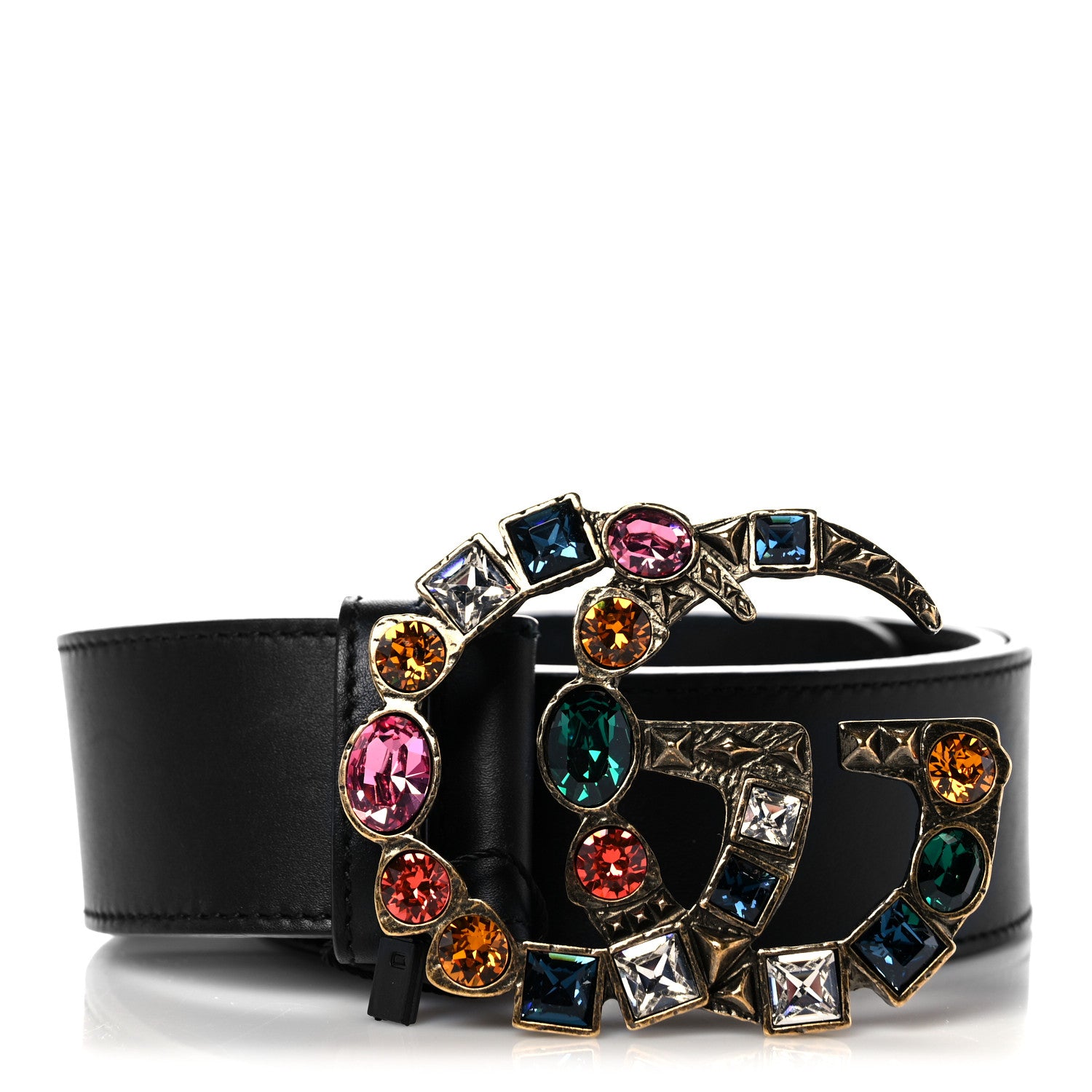 Gucci Calfskin Crystal Double G 40mm Belt 80 32 Black Multicolor 1 of 8